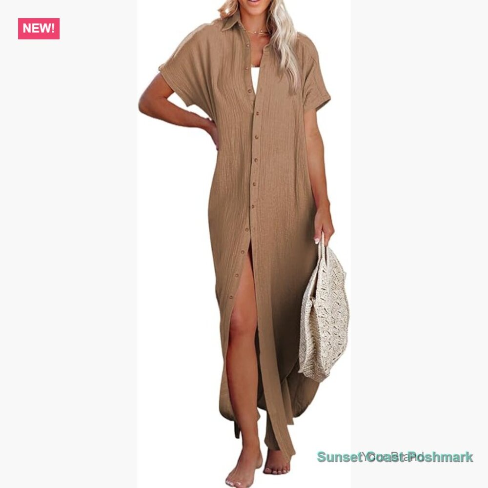 Button Down Side Split Long Kimonos Cardigans Swi… - image 1